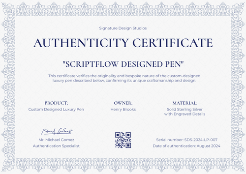 Framed and professional authenticity certificate template Framed and professional authenticity certificate template