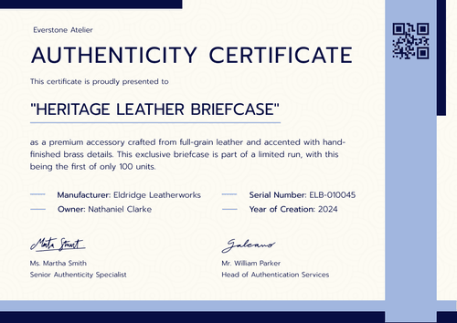 Detailed and modern authenticity certificate template Detailed and modern authenticity certificate template