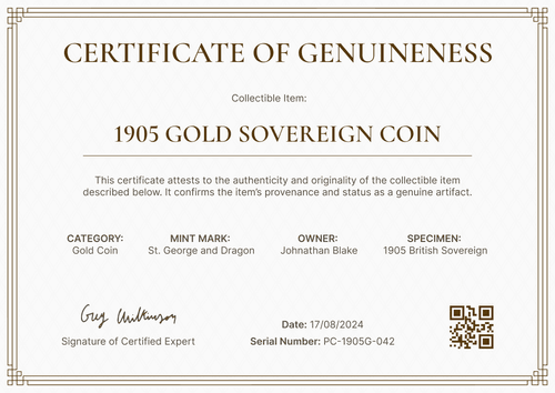 Elegant and formal authenticity certificate template Elegant and formal authenticity certificate template
