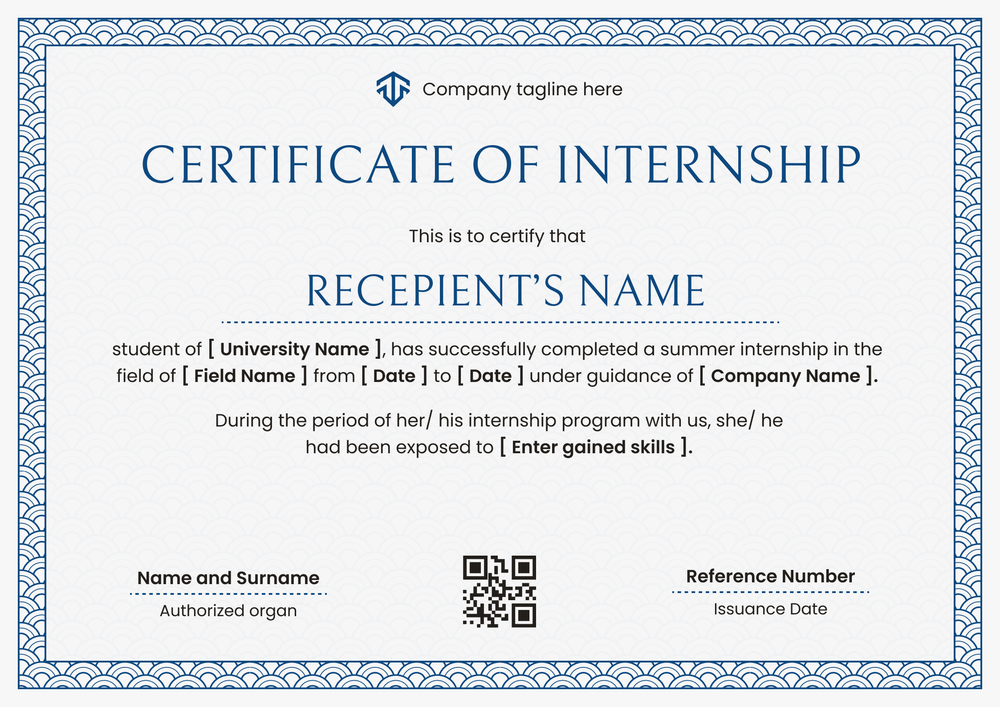 Customizable Blue Internship Certificate Template to Get for Free Landscape Customizable Blue Internship Certificate Template to Get for Free Landscape
