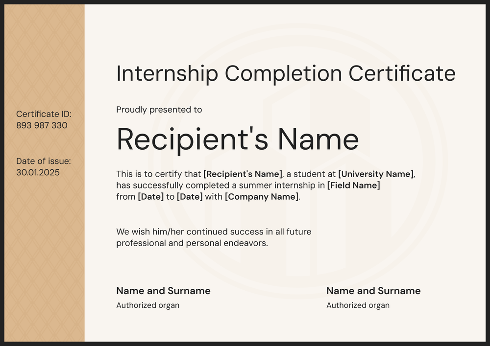 Choose this Template for Internship Certificate Free Download, Available in Figma and MS Word Landscape Choose this Template for Internship Certificate Free Download, Available in Figma and MS Word Landscape