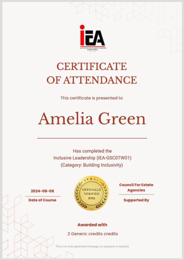 iea – Certificate of Attendance iea – Certificate of Attendance