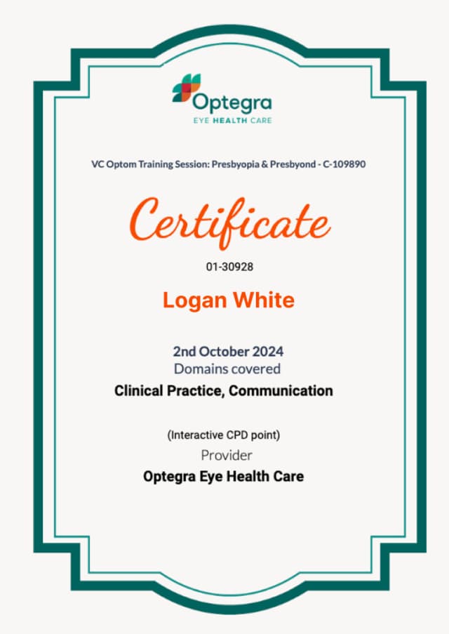 Optegra – Certificate of Clinical Practice, Communication Optegra – Certificate of Clinical Practice, Communication