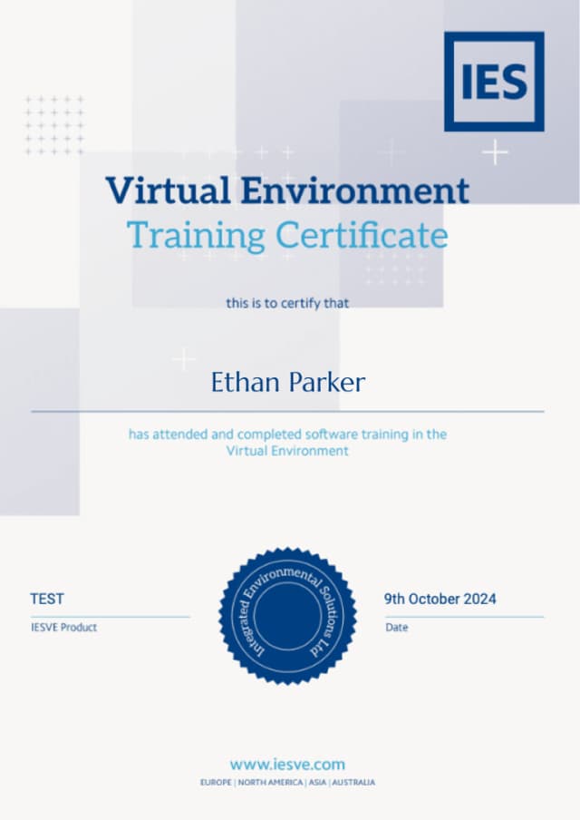 IES – Virtual Environment Trining Certificate IES – Virtual Environment Trining Certificate