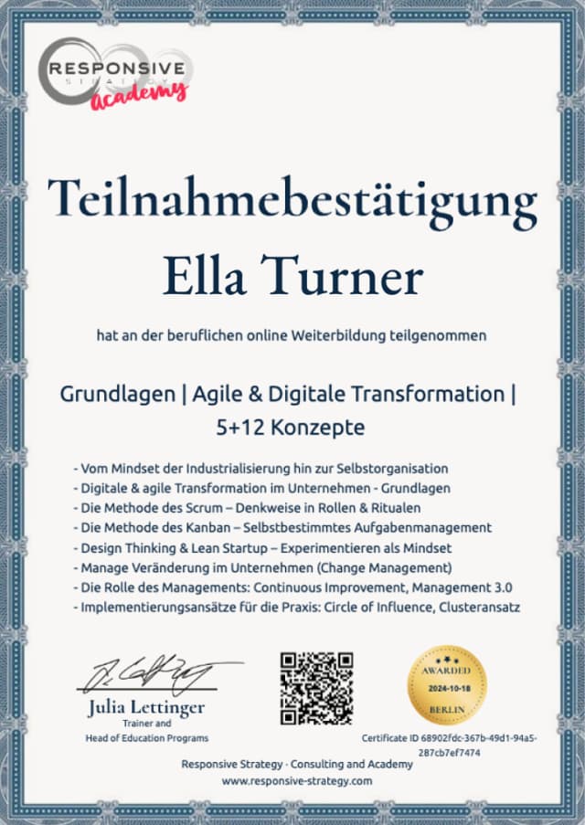 Responsive Strategy – Certificate of Completion Responsive Strategy – Certificate of Completion