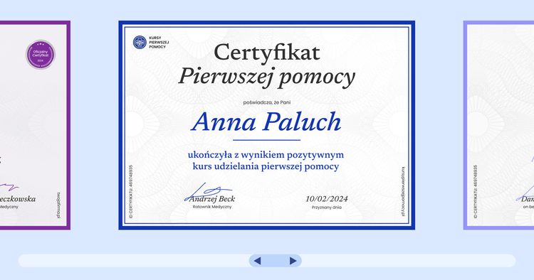 Certyfikat ukończenia kursu pierwszej pomocy: Darmowe wzory cover image Certyfikat ukończenia kursu pierwszej pomocy: Darmowe wzory cover image