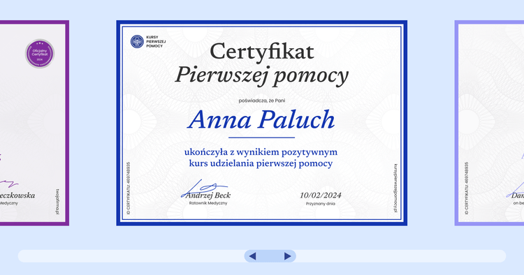 Certyfikat ukończenia kursu pierwszej pomocy: Darmowe wzory cover image Certyfikat ukończenia kursu pierwszej pomocy: Darmowe wzory cover image