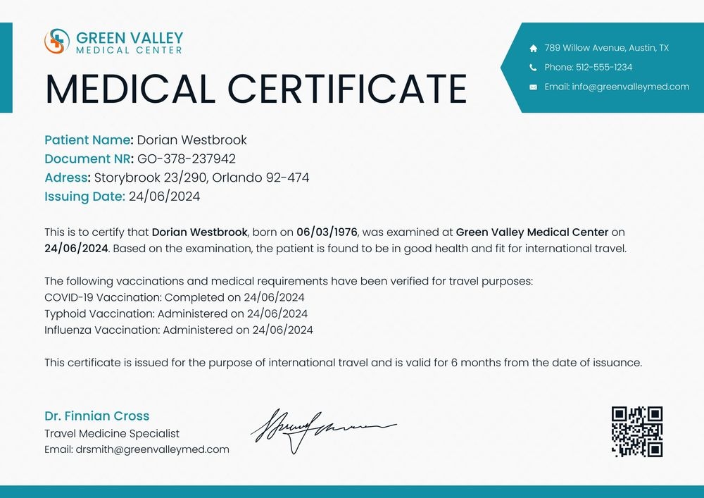 Free Clean Medical Certificate Template - Edit & Download Landscape Free Clean Medical Certificate Template - Edit & Download Landscape