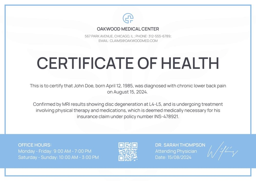 Light Medical Certificate Template - Free & Editable Landscape Light Medical Certificate Template - Free & Editable Landscape