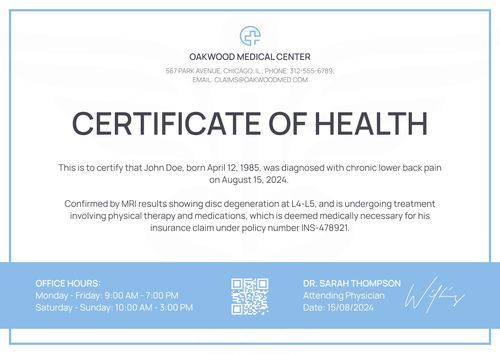 Light Medical Certificate Template - Free & Editable Landscape Light Medical Certificate Template - Free & Editable Landscape