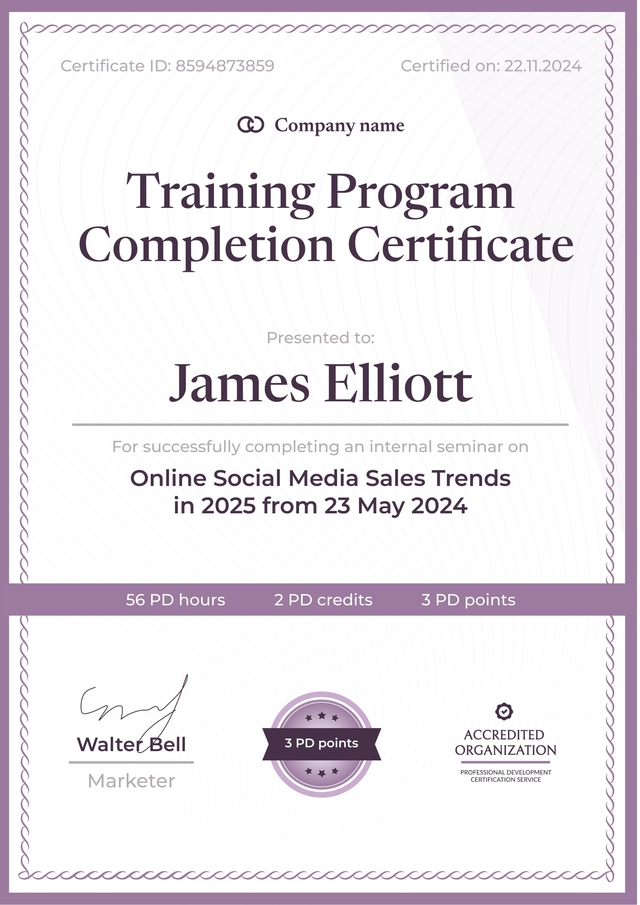 Sophisticated and professional development certificate template Sophisticated and professional development certificate template
