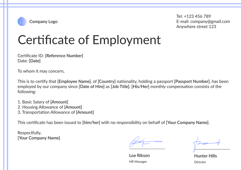 Free Clean Certificate of Employment Template - Edit & Download Landscape Free Clean Certificate of Employment Template - Edit & Download Landscape
