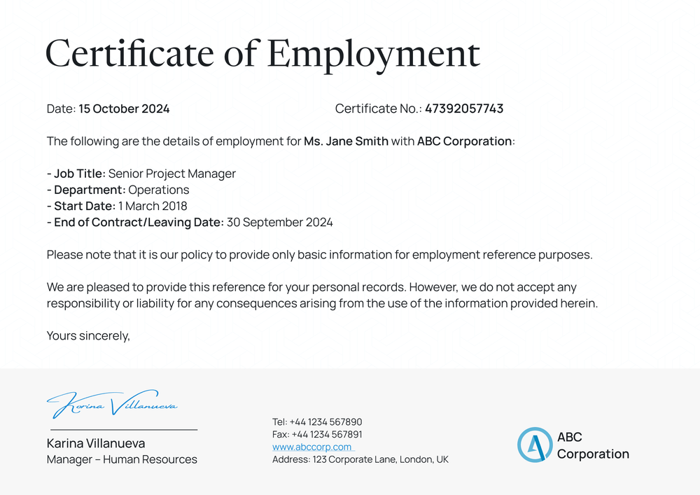 Free Organized Certificate of Employment Template - Download & Edit Landscape Free Organized Certificate of Employment Template - Download & Edit Landscape