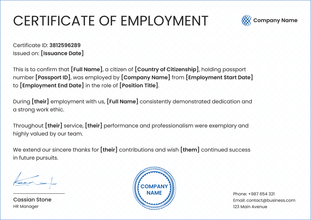Free Polished Certificate of Employment Template - Edit & Download Landscape Free Polished Certificate of Employment Template - Edit & Download Landscape