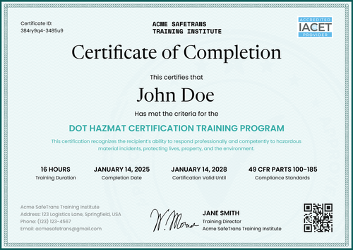 Free Simple Hazmat Certificate Template – Certify Safely Landscape Free Simple Hazmat Certificate Template – Certify Safely Landscape