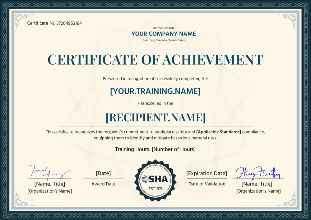 Detailed Hazmat Certificate Template – Adaptable to Your Needs  Landscape Detailed Hazmat Certificate Template – Adaptable to Your Needs  Landscape