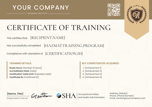 Free Professional Hazmat Training Certificate Template – Customize Online Landscape Free Professional Hazmat Training Certificate Template – Customize Online Landscape