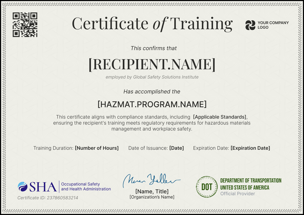Free Professional Hazmat Training Certificate Template – Tailor to Your Needs Landscape Free Professional Hazmat Training Certificate Template – Tailor to Your Needs Landscape
