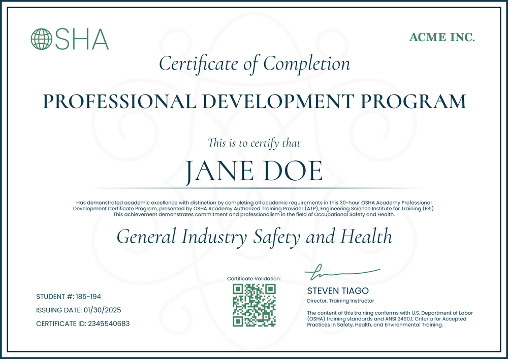 Clean Professional OSHA 30 Certificate Template – Edit Online for Free Landscape Clean Professional OSHA 30 Certificate Template – Edit Online for Free Landscape