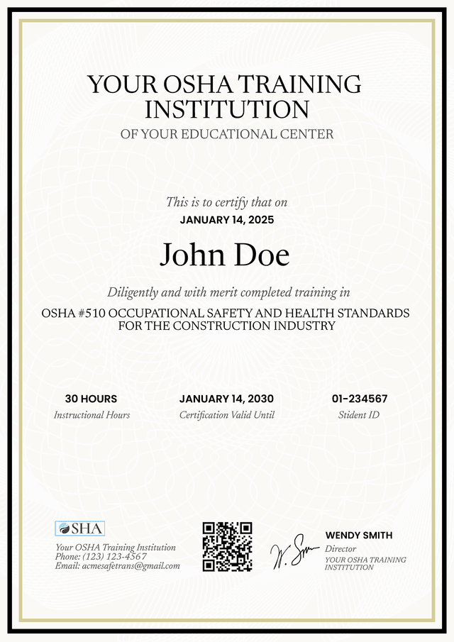 Adaptable and professional OSHA 30 certificate template Adaptable and professional OSHA 30 certificate template
