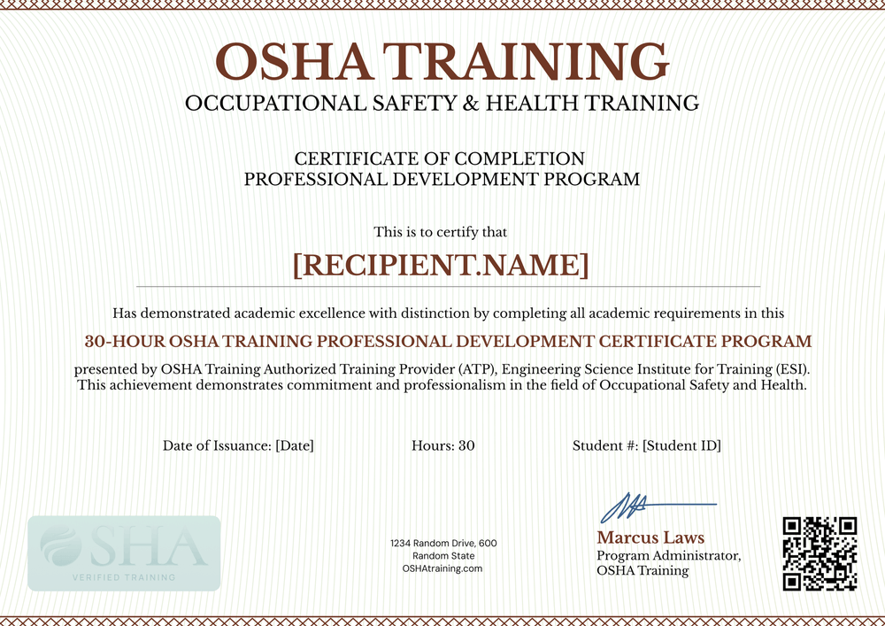 Printable OSHA 30 Certificate Template – Free & Secure Landscape Printable OSHA 30 Certificate Template – Free & Secure Landscape