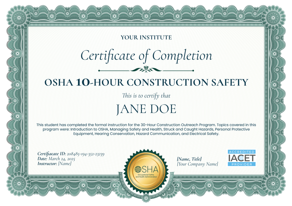 Formal Professional OSHA 30 Certificate Template – Editable & Free Landscape Formal Professional OSHA 30 Certificate Template – Editable & Free Landscape