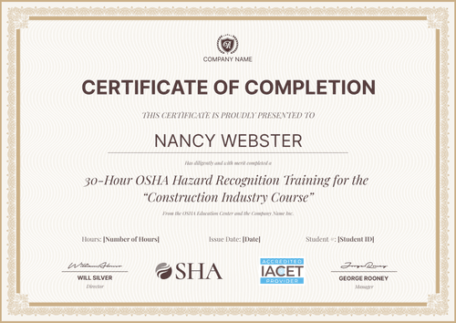 Simple OSHA 30 Certificate Template – Secure & Editable for Free Landscape Simple OSHA 30 Certificate Template – Secure & Editable for Free Landscape