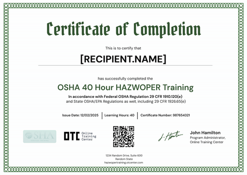 Professional Green OSHA Certificate Template – Free to Use Online Landscape Professional Green OSHA Certificate Template – Free to Use Online Landscape