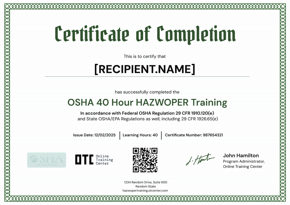 Professional Green OSHA Certificate Template  – Free to Use Online Landscape Professional Green OSHA Certificate Template  – Free to Use Online Landscape