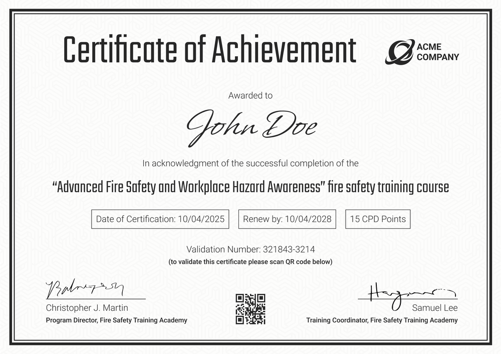 Fire Safety Training Certificate Template – Fully Customizable Online Landscape Fire Safety Training Certificate Template – Fully Customizable Online Landscape