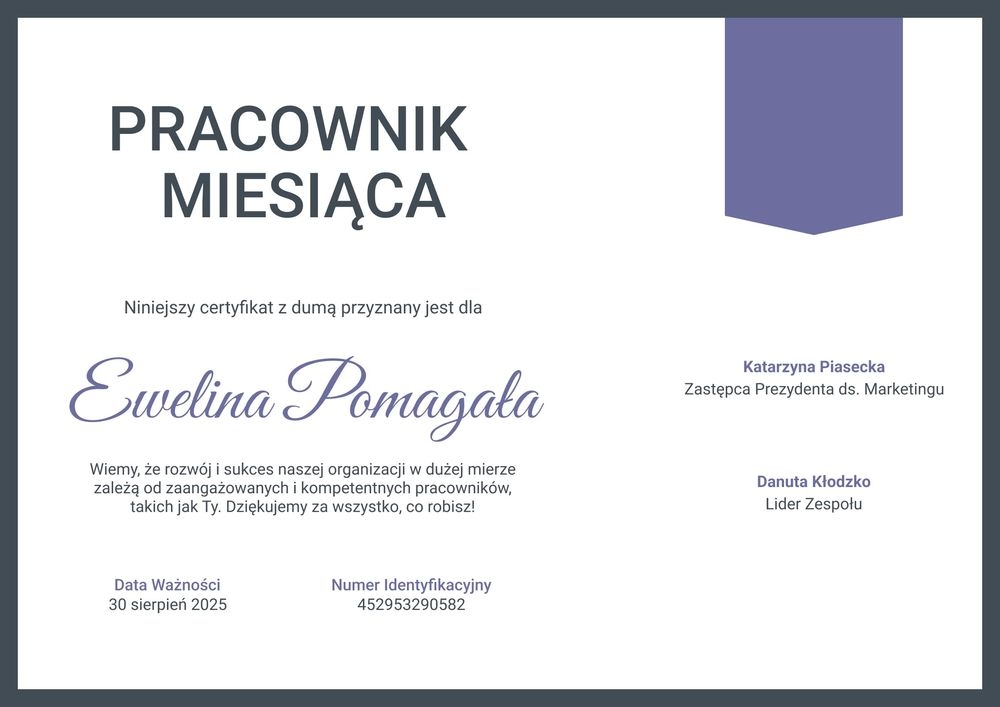 Darmowy prosty dyplom pracownika miesiąca wzór – pozioma Darmowy prosty dyplom pracownika miesiąca wzór – pozioma