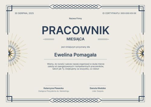 Darmowy dyplom pracownika miesiąca – pozioma Darmowy dyplom pracownika miesiąca – pozioma
