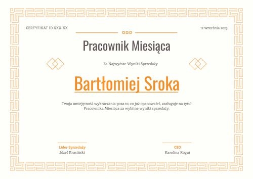 Klasyczny dyplom pracownika miesiąca – pozioma Klasyczny dyplom pracownika miesiąca – pozioma