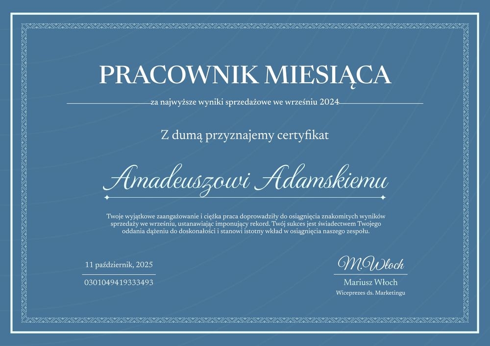 Tradycyjny i formalny dyplom pracownika miesiąca – pozioma Tradycyjny i formalny dyplom pracownika miesiąca – pozioma