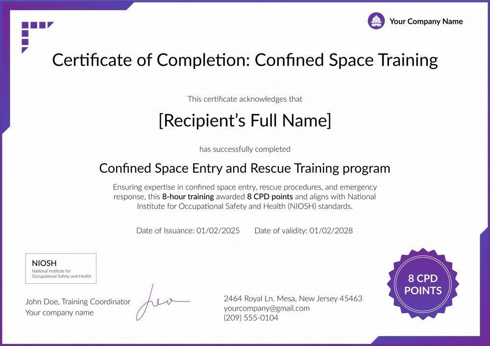Free Professional Confined Space Training Certificate Template – Edit Online Landscape Free Professional Confined Space Training Certificate Template – Edit Online Landscape