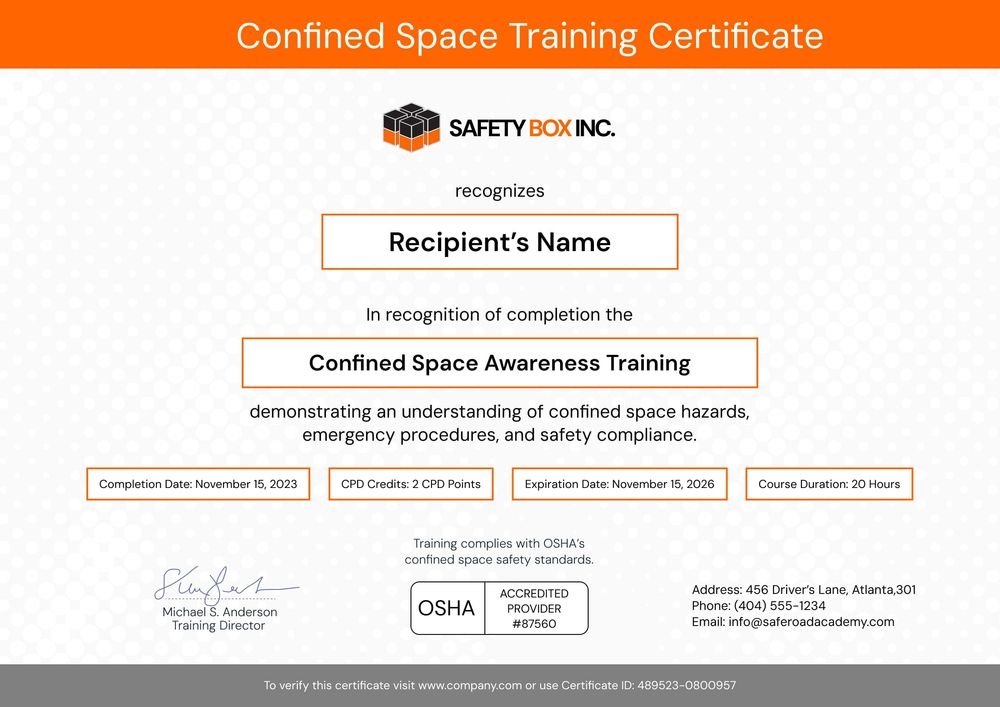 Concise Confined Space Training Certificate Template – Edit & Automate Landscape Concise Confined Space Training Certificate Template – Edit & Automate Landscape