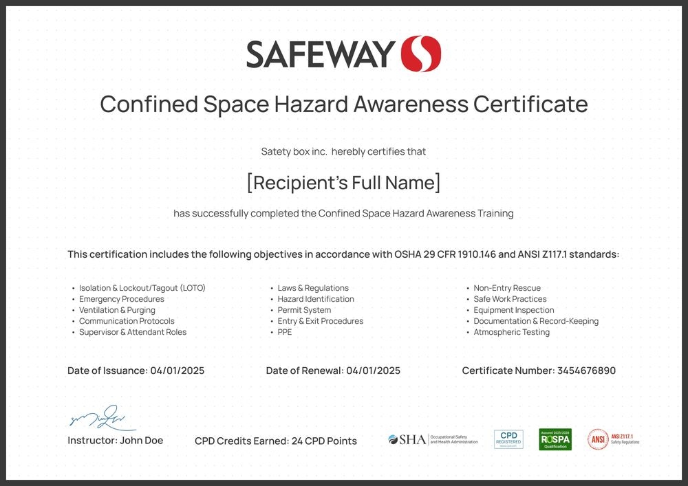 Detailed Confined Space Training Certificate Template – Create Certificate Online landscape Detailed Confined Space Training Certificate Template – Create Certificate Online landscape