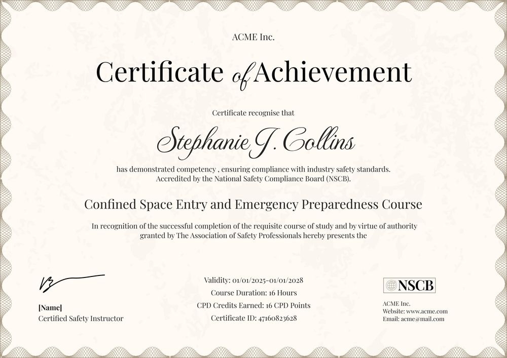 Editable Confined Space Training Certificate Template – Customize Online landscape Editable Confined Space Training Certificate Template – Customize Online landscape
