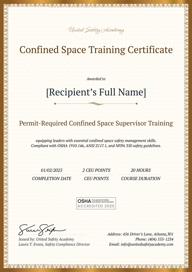 Functional and professional confined space training certificate template Functional and professional confined space training certificate template