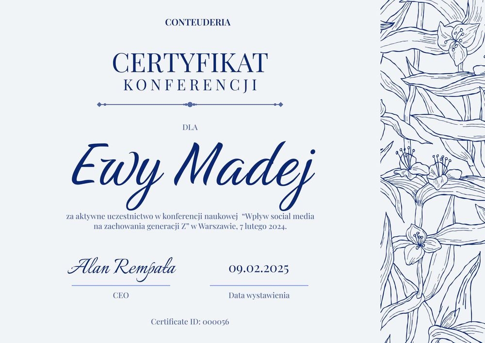 Nowoczesny certyfikat uczestnictwa – pozioma Nowoczesny certyfikat uczestnictwa – pozioma