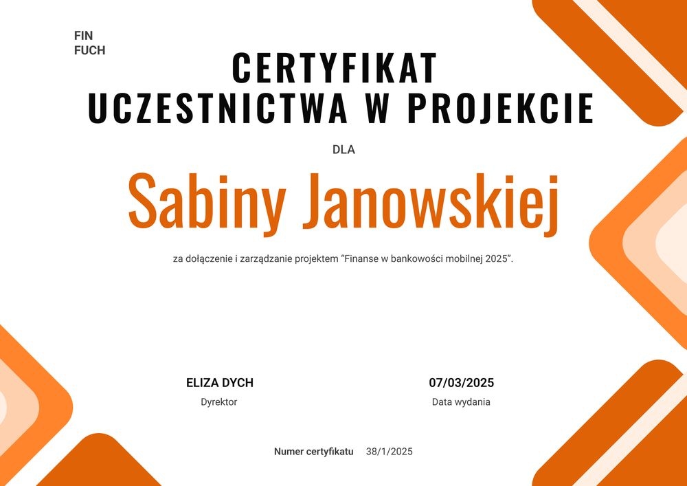 Nowoczesny certyfikat uczestnictwa – pozioma Nowoczesny certyfikat uczestnictwa – pozioma