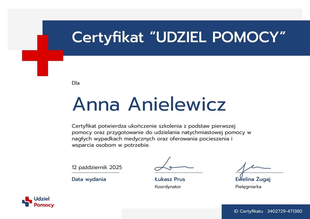 Klasyczny certyfikat ukończenia kursu pierwszej pomocy wzór – pozioma Klasyczny certyfikat ukończenia kursu pierwszej pomocy wzór – pozioma