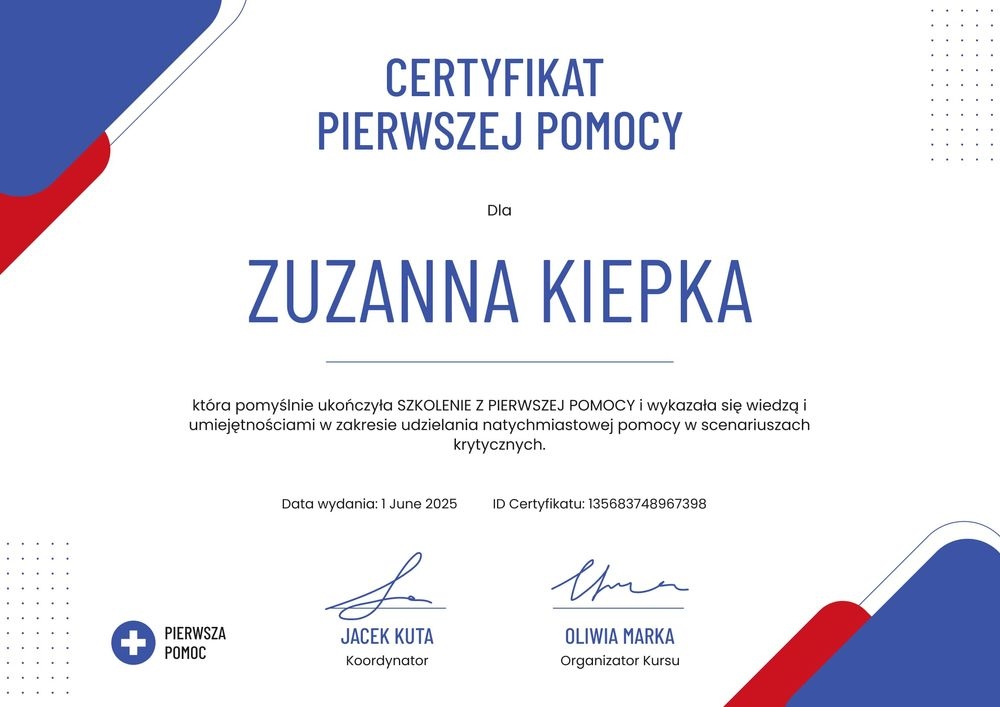 Przejrzyste zaświadczenie pierwsza pomoc wzór – pozioma Przejrzyste zaświadczenie pierwsza pomoc wzór – pozioma