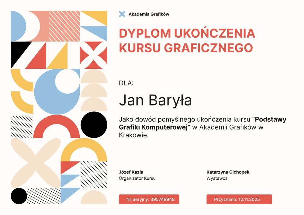 Dynamiczny certyfikat ukończenia kursu – pozioma Dynamiczny certyfikat ukończenia kursu – pozioma