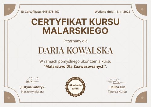 Klasyczny certyfikat ukończenia kursu – pozioma Klasyczny certyfikat ukończenia kursu – pozioma
