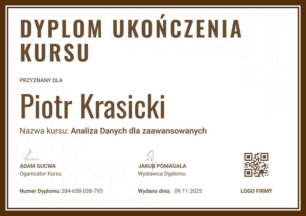 Czysty i elegancki dyplom ukończenia kursu – pozioma Czysty i elegancki dyplom ukończenia kursu – pozioma