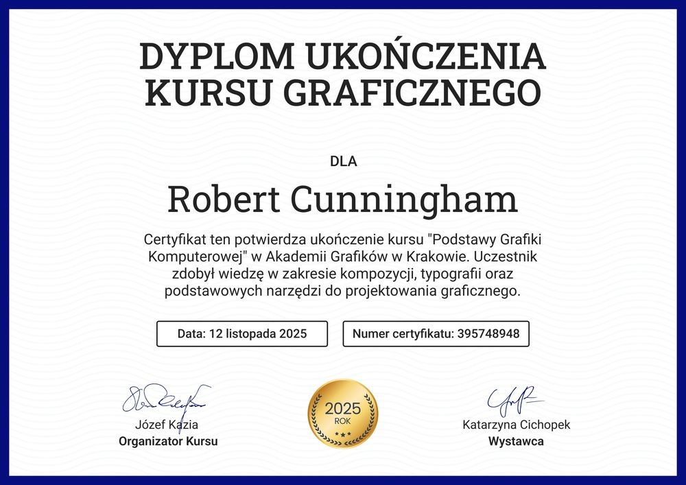 Ponadczasowy dyplom ukończenia kursu – pozioma Ponadczasowy dyplom ukończenia kursu – pozioma