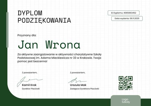 Oficjalny wzór podziękowania za współpracę – pozioma Oficjalny wzór podziękowania za współpracę – pozioma