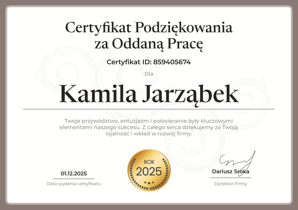 Standardowy wzór podziękowania za współpracę – pozioma Standardowy wzór podziękowania za współpracę – pozioma