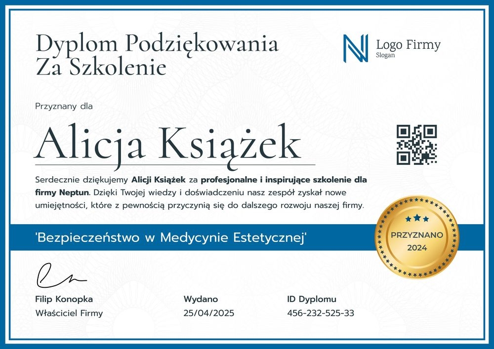 Profesjonalny wzór podziękowania za szkolenie – pozioma Profesjonalny wzór podziękowania za szkolenie – pozioma
